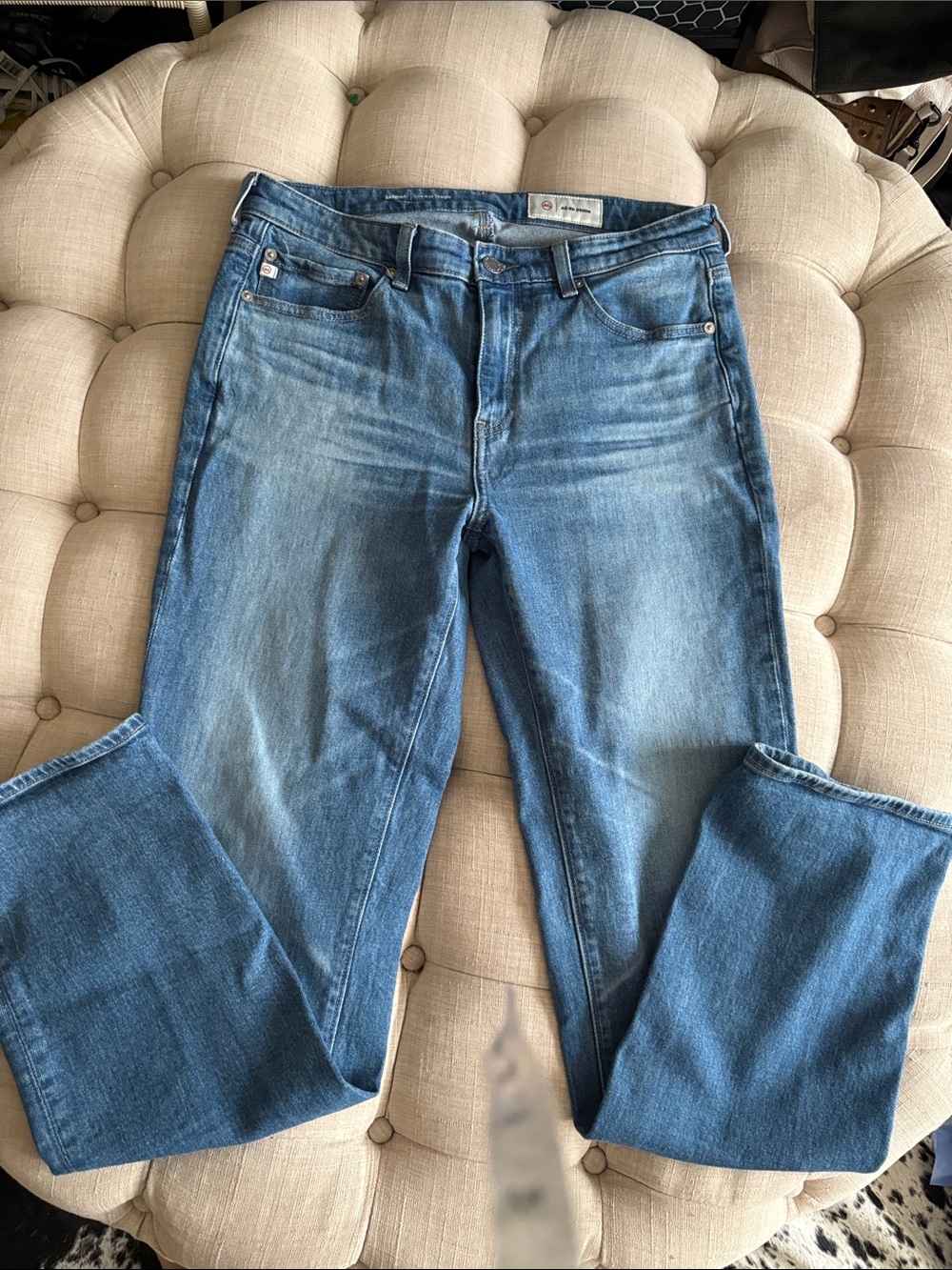 Ag Adriano Goldschmied Light-Medium Blue Straight Leg Jeans